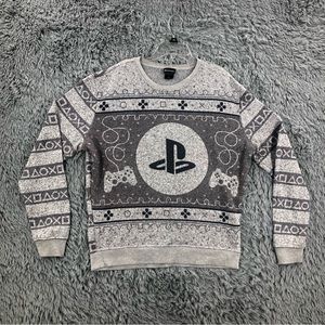 PlayStation Sweatshirt Mens Large Grey Logo Controller Grey Long Sleeve